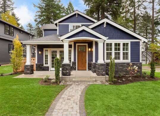 White, blue and grey  house exterior color trends 