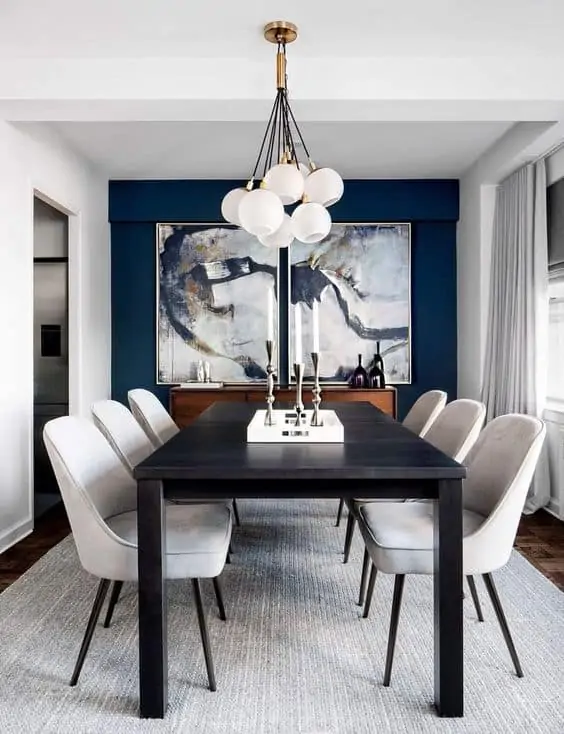 Modern dining room design with accent wall