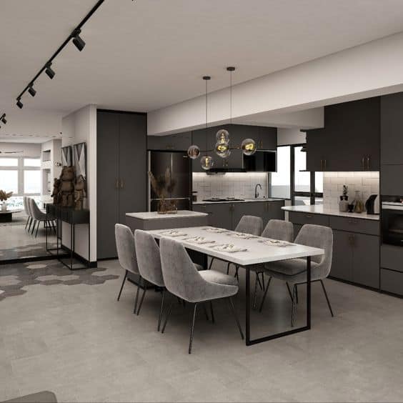 open concept contemporary apartment interior design