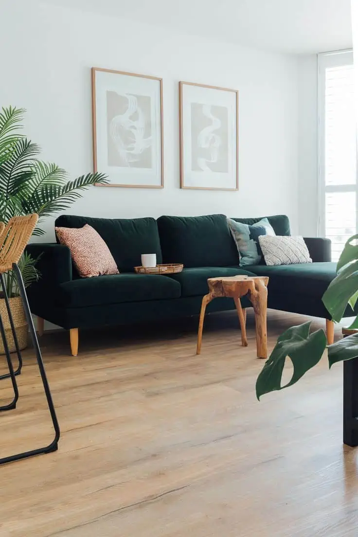 Emerald Green Furniture in neutral living room